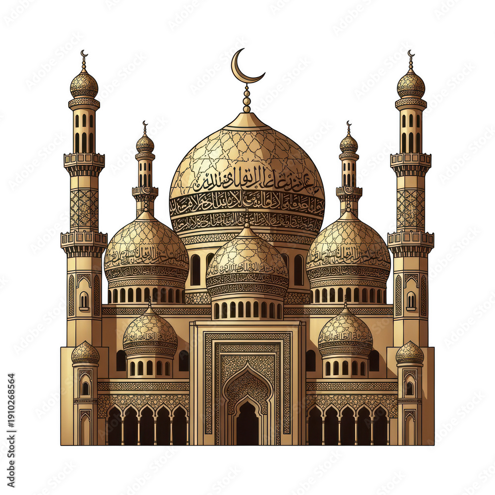 Fototapeta premium A large golden mosque with several towers