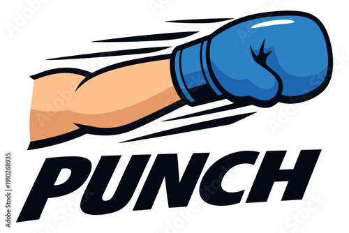 Graphic illustration of a boxing glove depicting a powerful punch for sports and fighting concepts