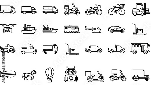Various types of vehicle icons.