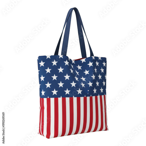 A large tote bag with an american flag design