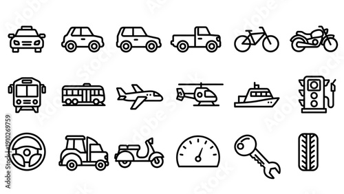 Vehicles Icons Transportation Symbols.