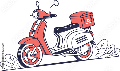 Last-Mile Grocery Delivery Scooter Icon for Fast Urban and Local Order Fulfillment