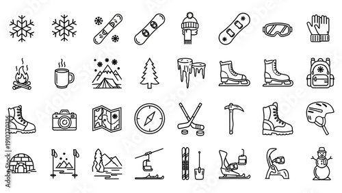 Winter Sports Icons and Symbols.