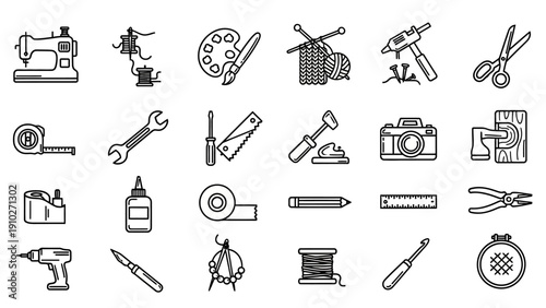 Various tools and equipment icons.