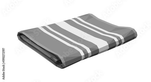Folded striped hand towel isolated on a pristine white background, showcasing elegant design and soft texture