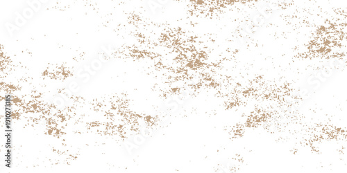 An abstract brown grunge texture background features a macro heap of natural dry coffee powder and spice granules isolated on a white background