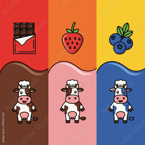 Cows with Chocolate Strawberry and Blueberries.