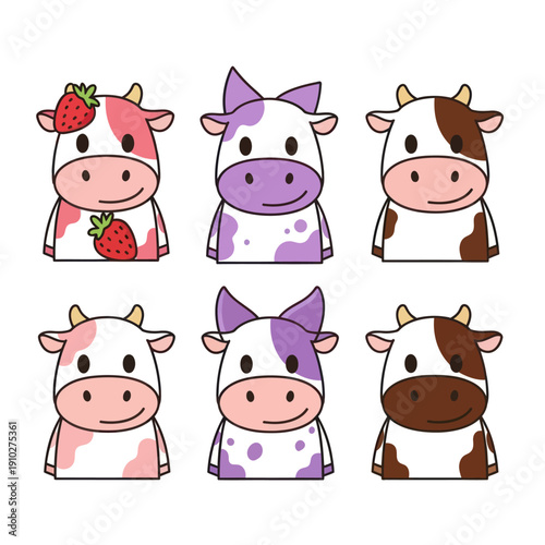 Cartoon Cows with Different Colored Spots.