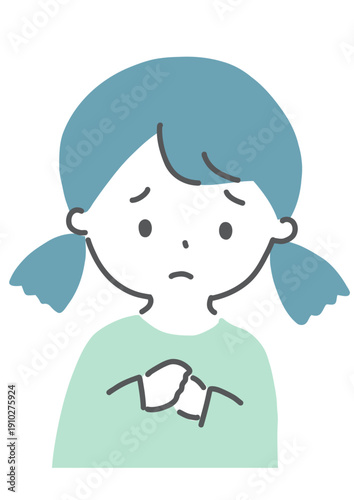 不安やストレスを感じている女の子　イラスト