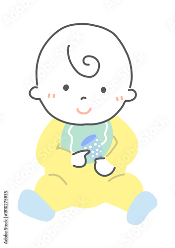 座り込む赤ちゃん　シンプルイラスト