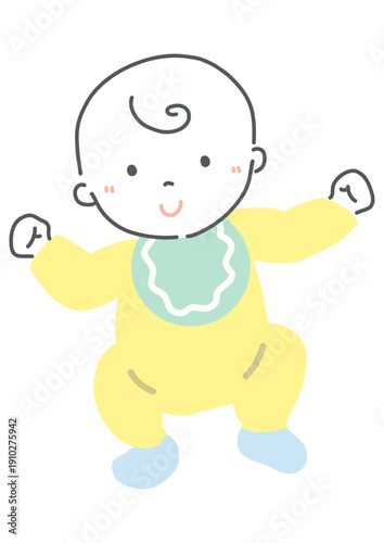 寝そべる赤ちゃん　シンプルイラスト