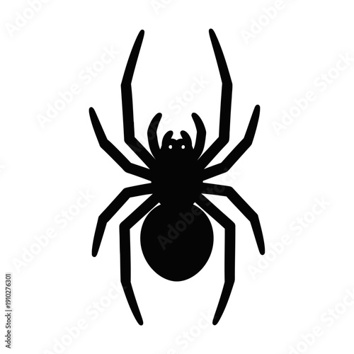 Black Spider Silhouette with Eight Legs.