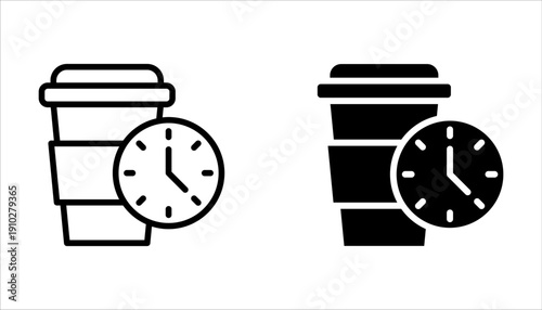 Coffee time icon set, Morning breakfast beverage on white background