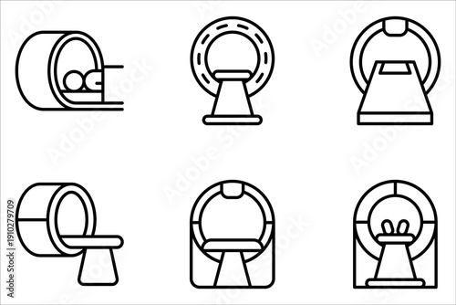 MRI and CT Scanner icon set, Tomography line icon on white background