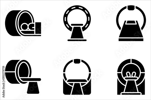 MRI and CT Scanner icon set, Tomography line icon on white background