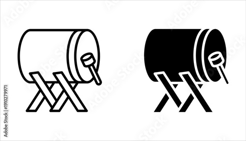 bedug drum icon set for Muslim and Ramadan concept on white background