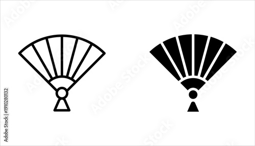 hand fan icon set on white background