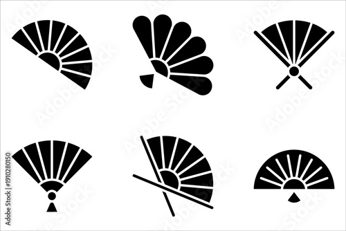 hand fan icon set on white background