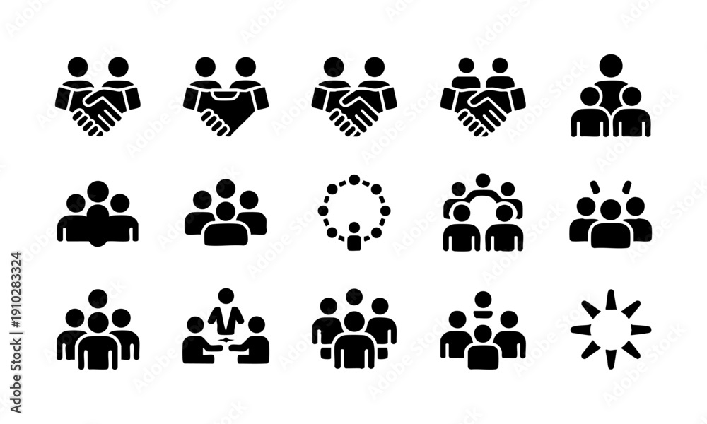 Fototapeta premium Business collaboration and community support flat vector icons illustration, easily editable.