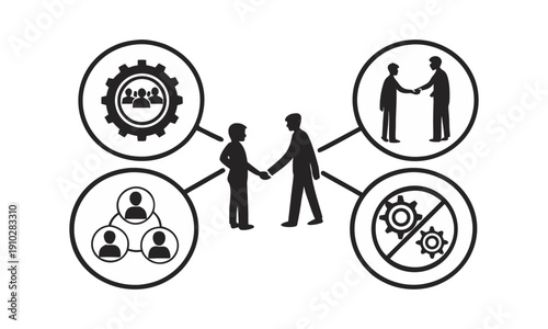 Community unity and teamwork silhouette vector icon collection vector icons illustration, easily editable.