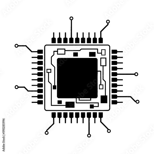 Central Processing Unit Circuit Diagram Illustration.