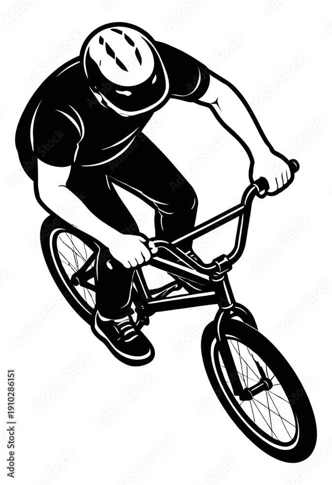 Obraz premium Stylized graphic illustration of a BMX rider depicting extreme sports for activity themes