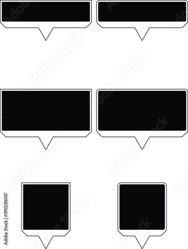 black speech bubble set flat chat box icons collection