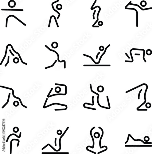 Set of Healing Characters Line Style Icons 