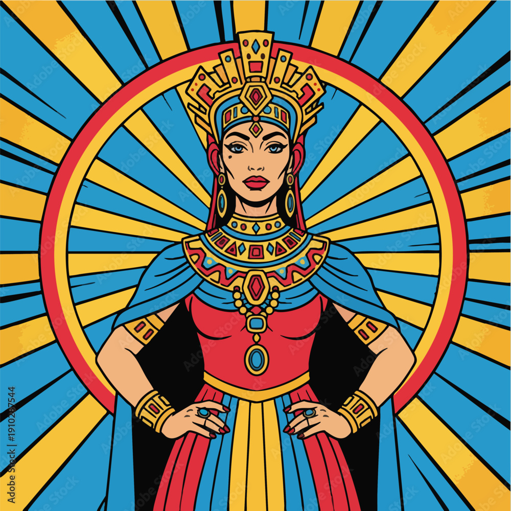 Obraz premium Powerful fantasy queen or goddess illustration in vibrant colors
