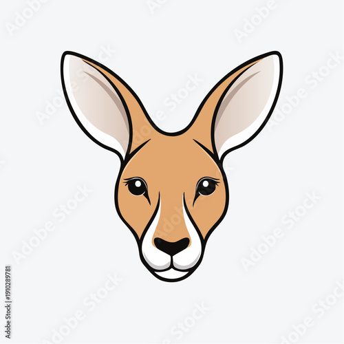 Symmetrical vector illustration of a kangaroo head, a clean and modern design for a wildlife mascot