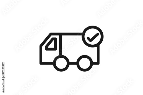 配達完了を示すトラック線画アイコン