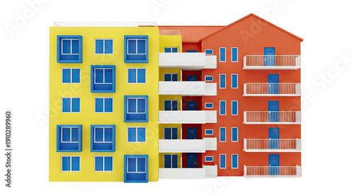 Modern Apartment Building with Colorful Facade