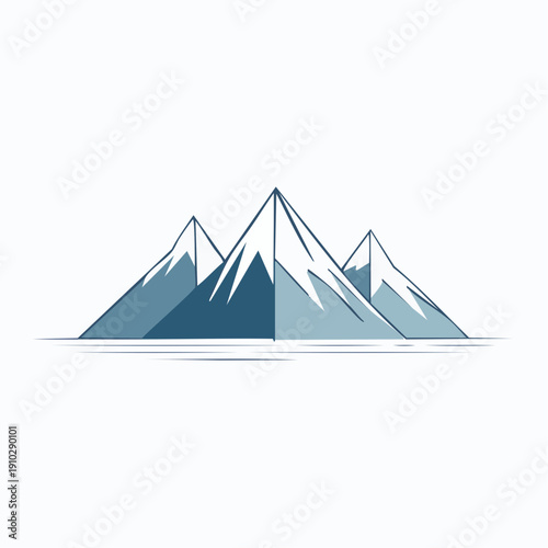 Minimalist vector illustration of three snowy mountain summits for an adventure or travel brand logo