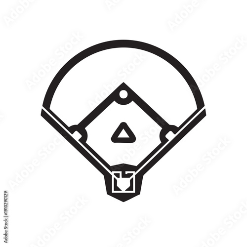 Minimalist Baseball Field Illustration for Sports Graphic Design and Applications