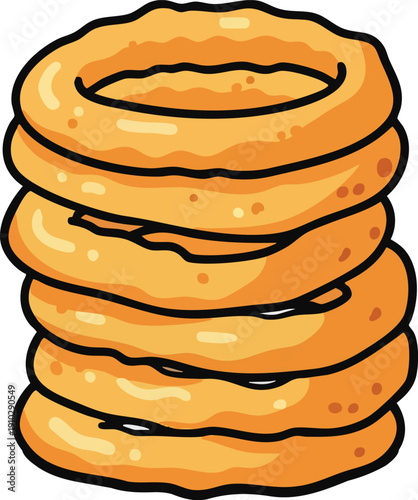 Stack of Golden Crispy Onion Rings Delicious Snack Food.