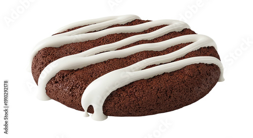 Chocolate cookie with white icing drizzle