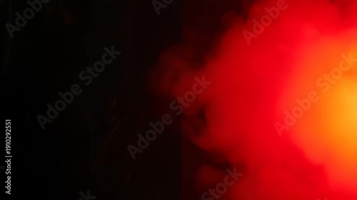 Split image with dark and red light