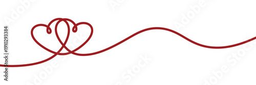 Red heart shaped line design on for love and valentines day concepts