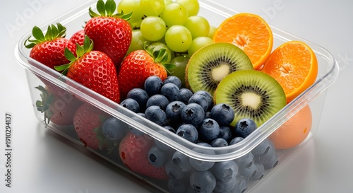 Fresh fruit salad in a clear container