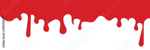 Red Dripping Blood Effect Background. Abstract red dripping liquid resembling blood or paint on white background, ideal for horror themes, Halloween designs, and dramatic graphic concepts.


