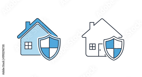 Home Security and Property Protection with Shield Icon