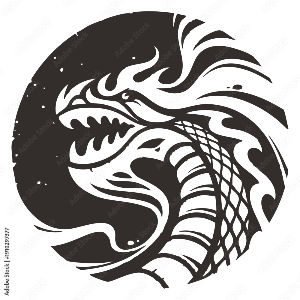Obraz premium Dragon Tribal Tattoo Design
