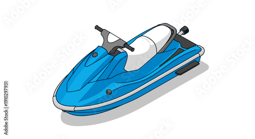 Blue Jet Ski Water Vehicle Recreation.