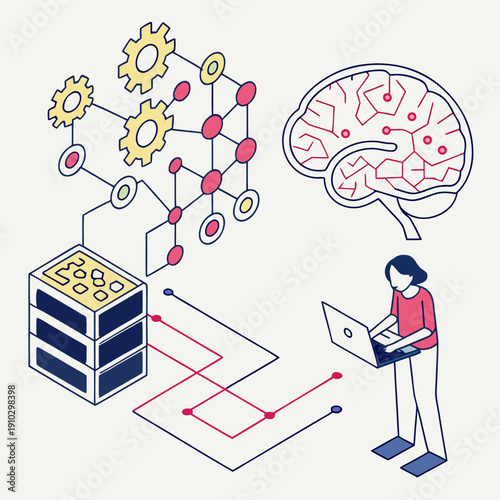 Abstract cognitive computing concept with glowing interconnected nodes and circuits, symbolizing artificial intelligence and data processing.