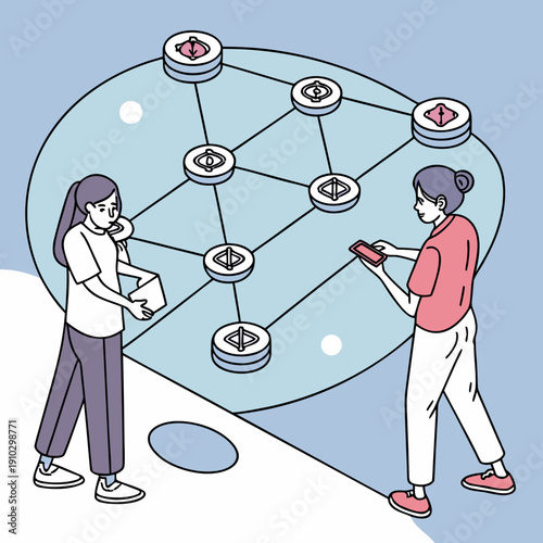 Dynamic visualization of a consensus algorithm, illustrating distributed network agreement and synchronization.