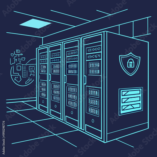 Abstract visualization of confidential computing environment, emphasizing secure data processing and privacy.