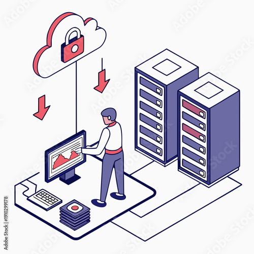 Diagram illustrating the data backup and recovery process, essential for digital information security and business continuity.