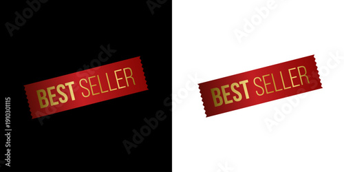 Best Seller Red Ribbon Banner Gold Label Design