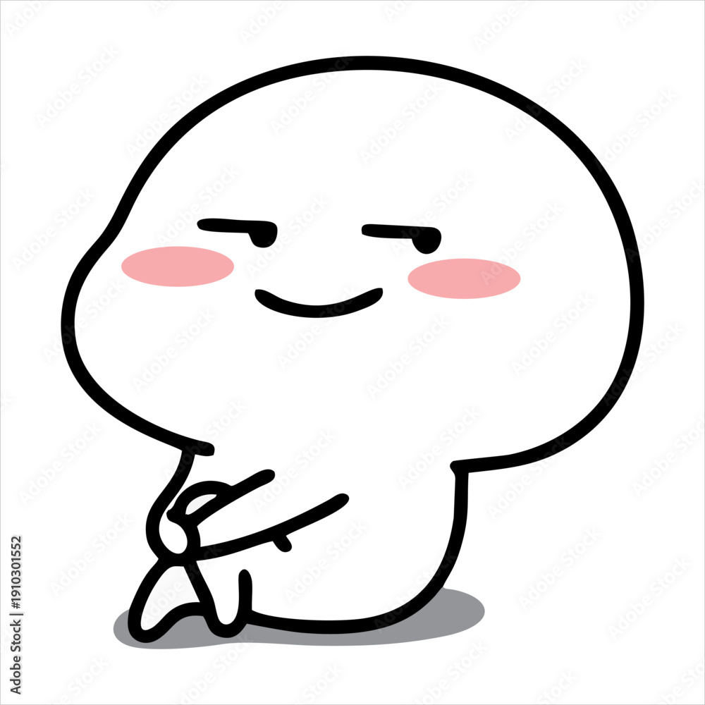 Obraz premium Cute pentol emoji illustration design with a relaxed pose, suitable for design elements.