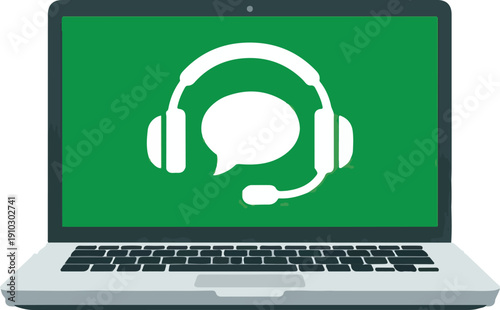 Online Help Desk Support Flat Vector Illustration featuring Digital Service Interface with Customer Support Agent and AI Chatbot Symbols for Professional Website Technical Assistance Design